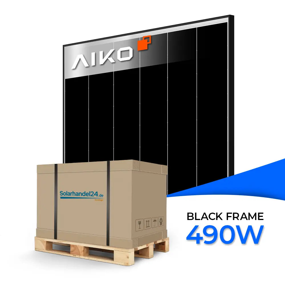 Palette mit AIKO Solar 490W Glas-Glas Solarmodulen Black Frame Neostar 2P