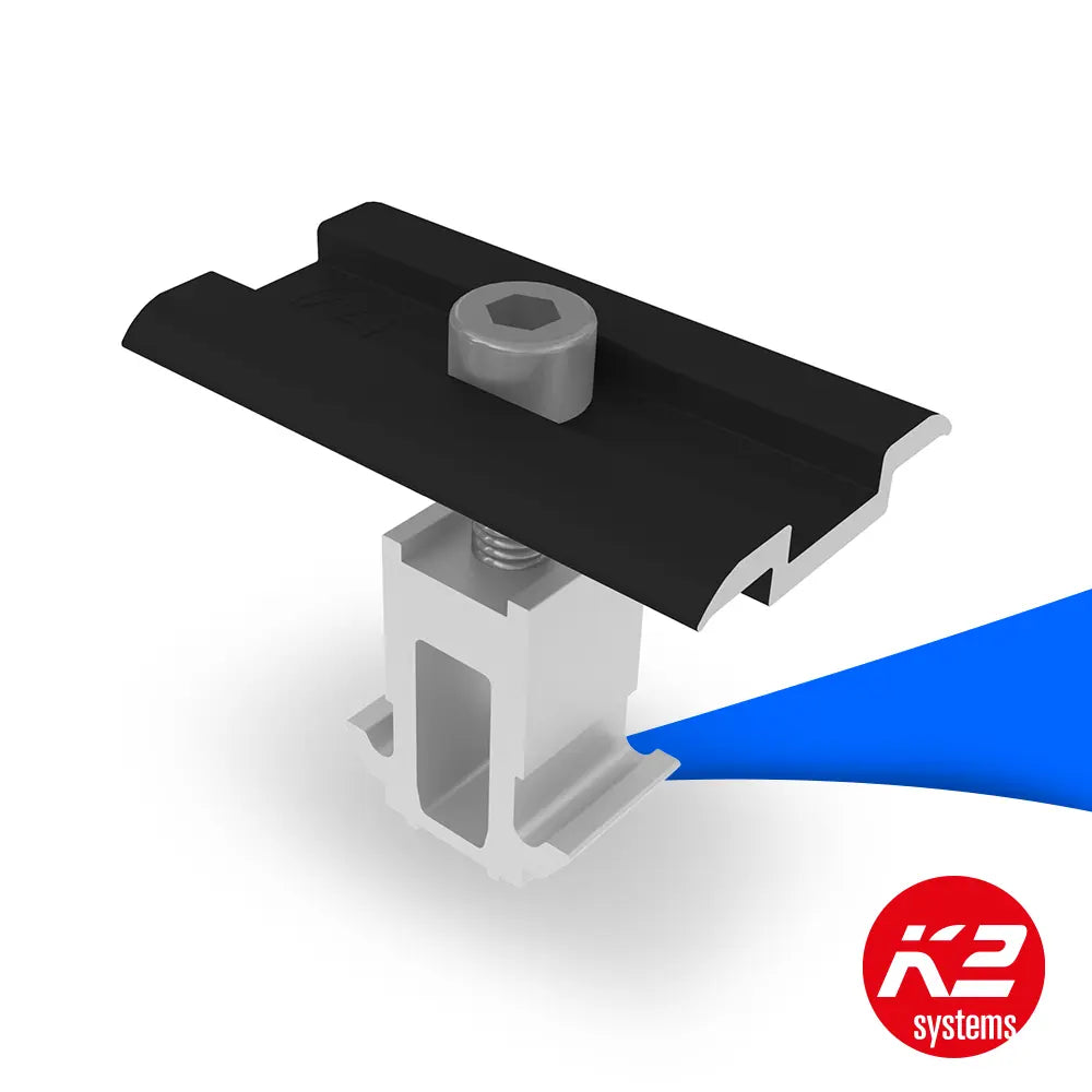 K2 DomeClamp Modulmittelklemme 30-50 mm in Schwarz eloxiert (2004558) für Photovoltaikanlagen.   
