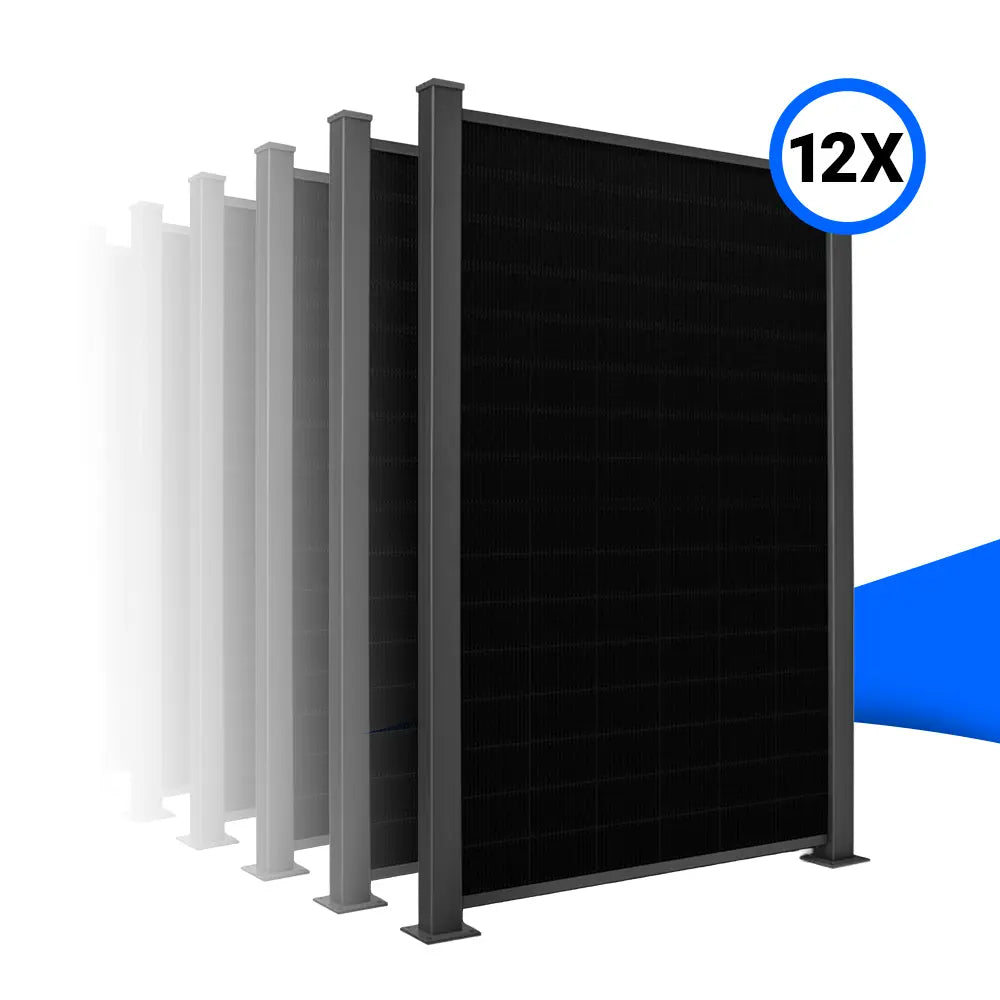 Solarzaun-Montageset für 12 Module Hochkant Mauerwerksaufsatz