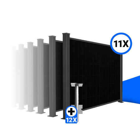 Solarzaun-Montageset für 11 Module Quermontage Erdanker zum Einbetonieren