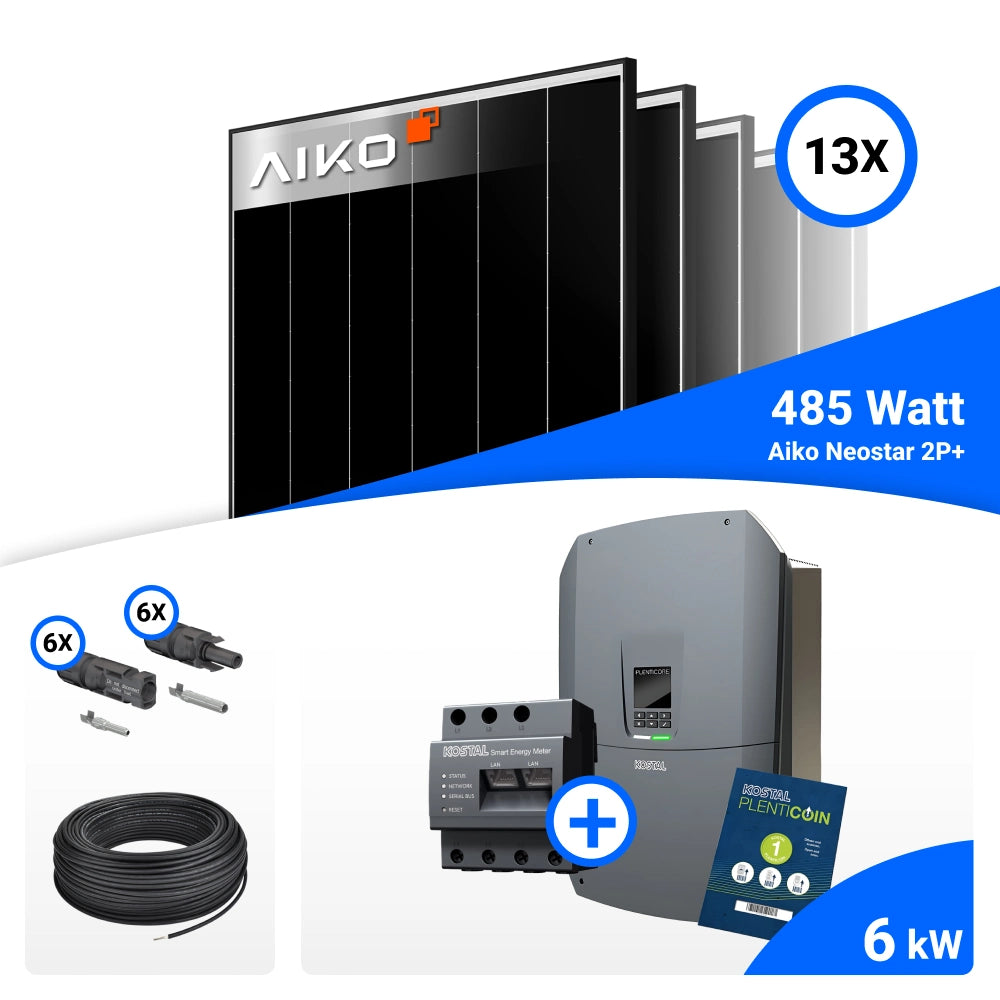 Lieferumfang PV Komplettset 6 kWp AIKO und Kostal