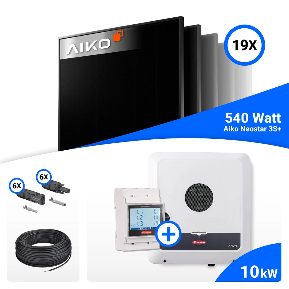 PV Komplettset 10 kWp – 19x AIKO 540W Full Black & Fronius SYMO-GEN24 10.0 Plus SC mit Speicheroption