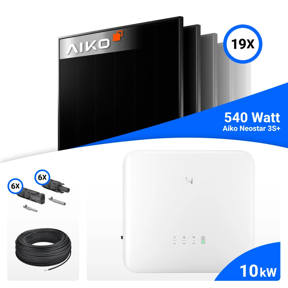 PV Komplettset 10 kWp – 19x AIKO 540W Full Black & GoodWe GW10K-ET-20 mit Speicheroption