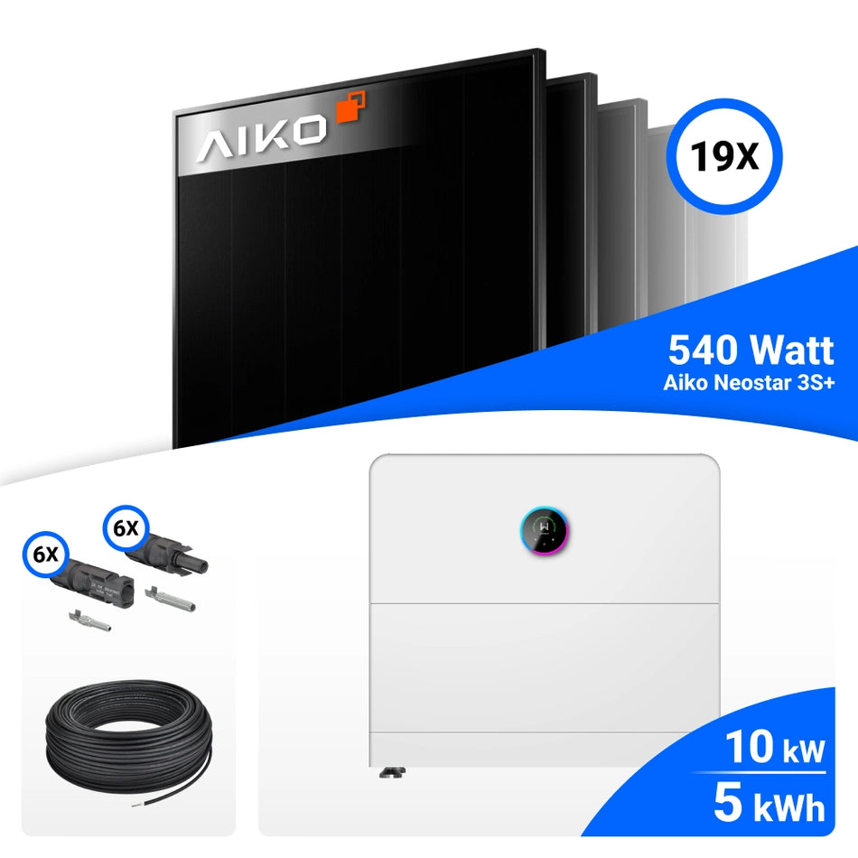 PV Komplettset 10 kWp – 19x AIKO 540W Full Black & GoodWe ESA All in One System