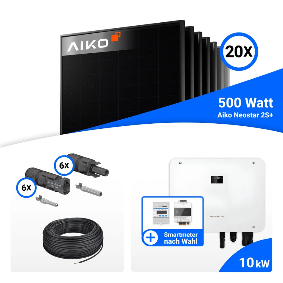 PV Komplettset 10 kWp – 20x AIKO 500W Full Black & Sungrow SH10T mit Speicheroption