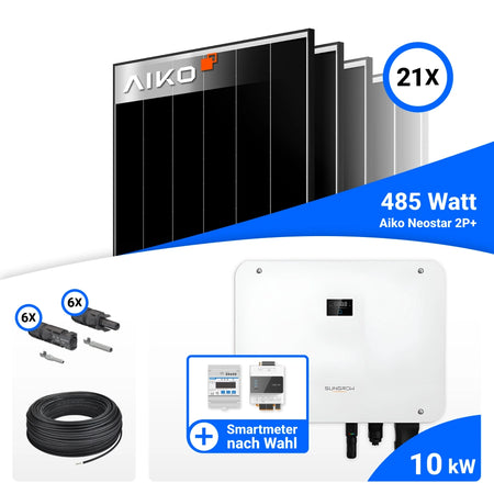 Lieferumfang PV Komplettset 10 kWp AIKO und Sungrow