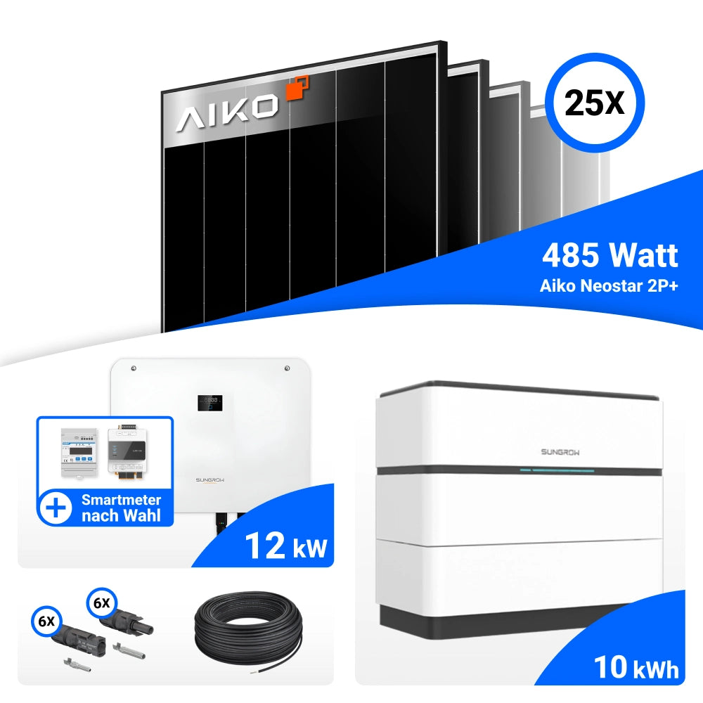 Übersicht Solaranlage 12 kWp mit Sungrow SH12T und Speicher