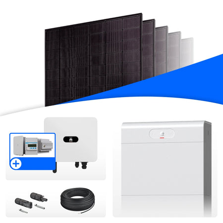 PV-Komplettset 20 kWp mit 40 JA Solar 500 W Full Black Modulen, Huawei SUN2000-20K-MB0, Huawei Smart Guard 63A-T0 BackUp Box und Huawei LUNA2000-19-S1 Speicher