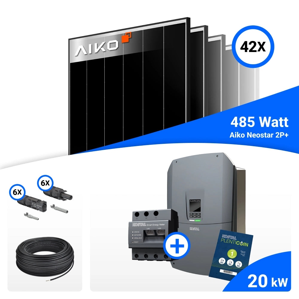 Lieferumfang PV Komplettset 20 kWp AIKO und Kostal