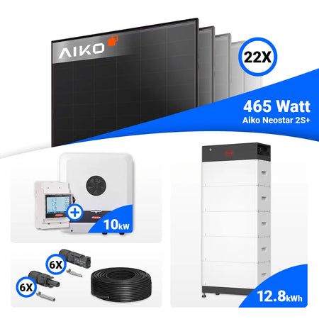 10 kWp PV Komplettanlage mit AIKO 465W Full Black und Fronius SYMO GEN24 10.0 Plus Speicherfähig