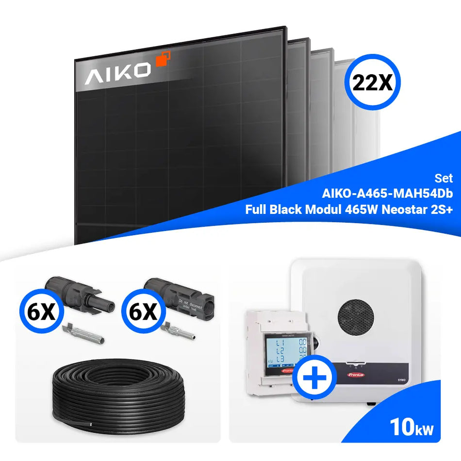 PV Komplettset 10 kWp – 22x Aiko 465W Full Black & Fronius SYMO-GEN24 10.0 mit Speicheroption