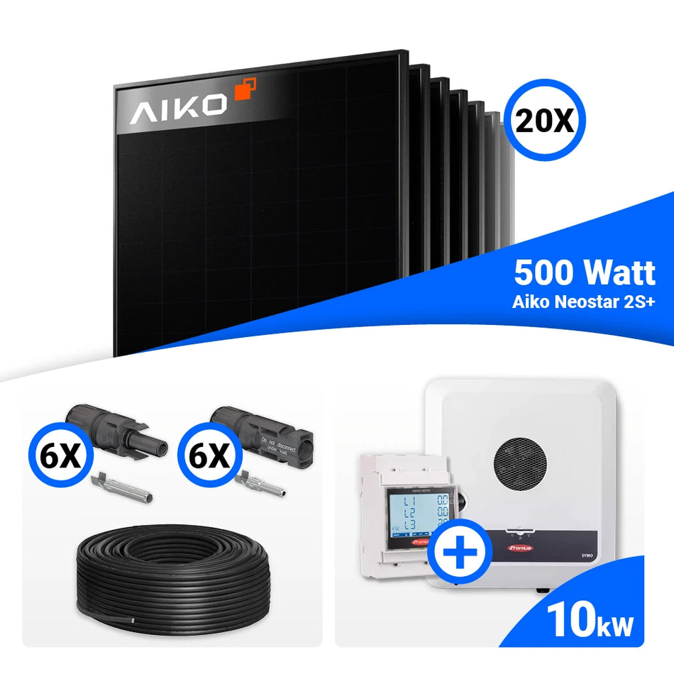 PV Komplettset 10 kWp – 20x AIKO 500W Full Black & Fronius SYMO-GEN24 10.0 mit Speicheroption