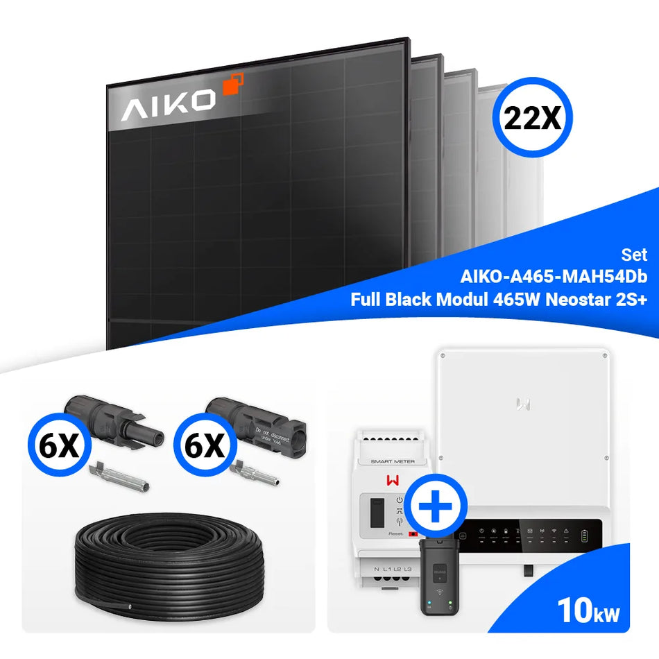PV Komplettset 10 kWp – 22x Aiko 465W Full Black & GoodWe GW10KN-ET Plus 16A mit Speicheroption