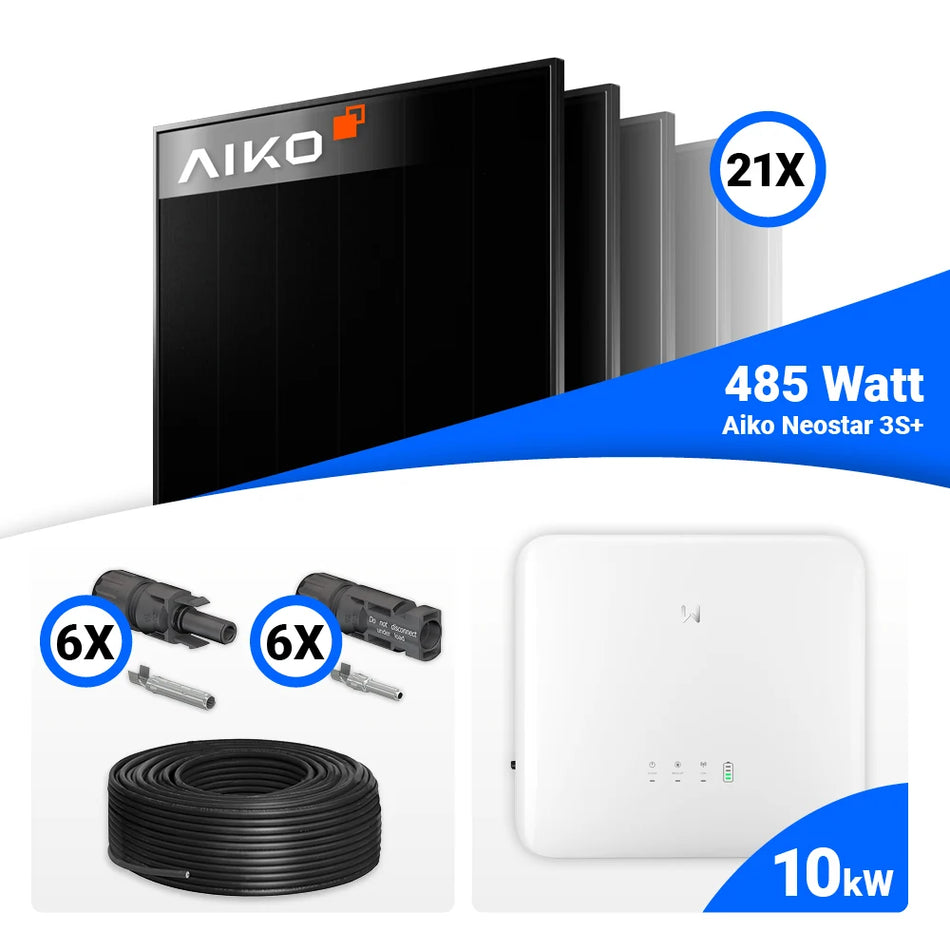 PV Komplettset 10 kWp – 21x AIKO 485W Full Black & GoodWe GW10K-ET-20 mit Speicheroption
