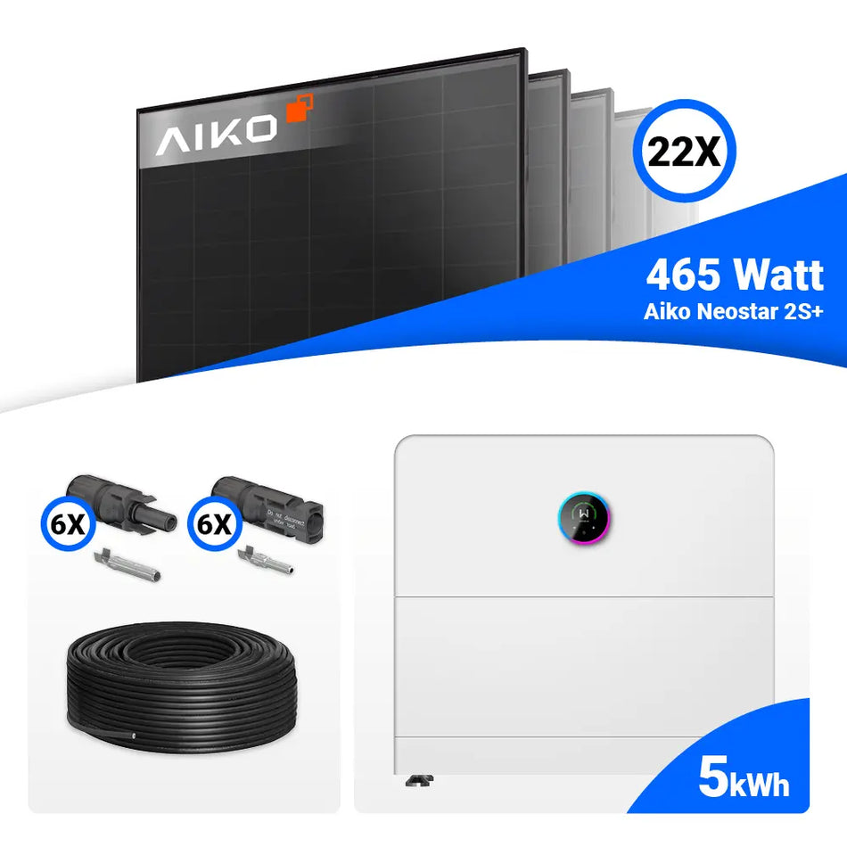 PV Komplettset 10 kWp – 22x AIKO 465W Full Black & GoodWe ESA All in One System