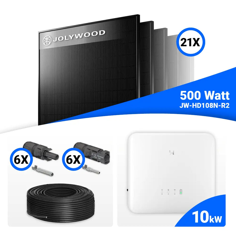 PV Komplettset 10 kWp – 20x Jolywood 500W Full Black & GoodWe GW10K-ET-20 mit Speicheroption