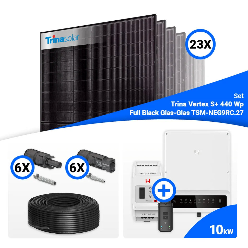 PV Komplettset 10 kWp – 23x Trina 440W Full Black Bifazial & GoodWe GW10KN-ET Plus 16A mit Speicheroption