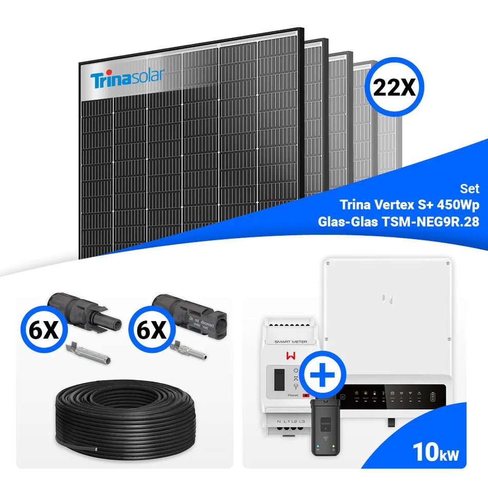 PV Komplettset 10 kWp – 22x Trina 450W Black Frame & GoodWe GW10KN-ET Plus 16A mit Speicheroption