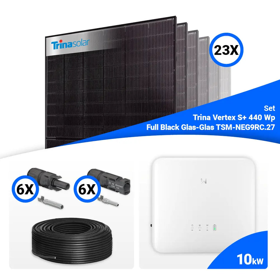 PV Komplettset 10 kWp – 23x Trina 440W Full Black Bifazial & GoodWe GW10K-ET-20 mit Speicheroption