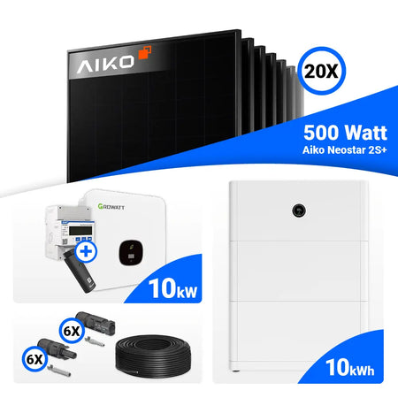 Solaranlage 10 kWp Komplettset mit 20x AIKO 500W Full Black