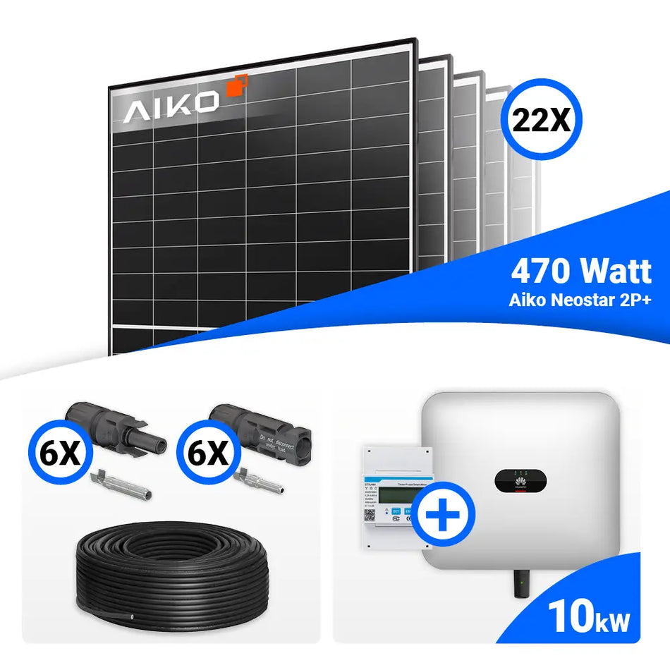 PV Komplettset 10 kWp – 22x AIKO 470W Black Frame & Huawei SUN2000-10KTL-M1 mit Speicheroption