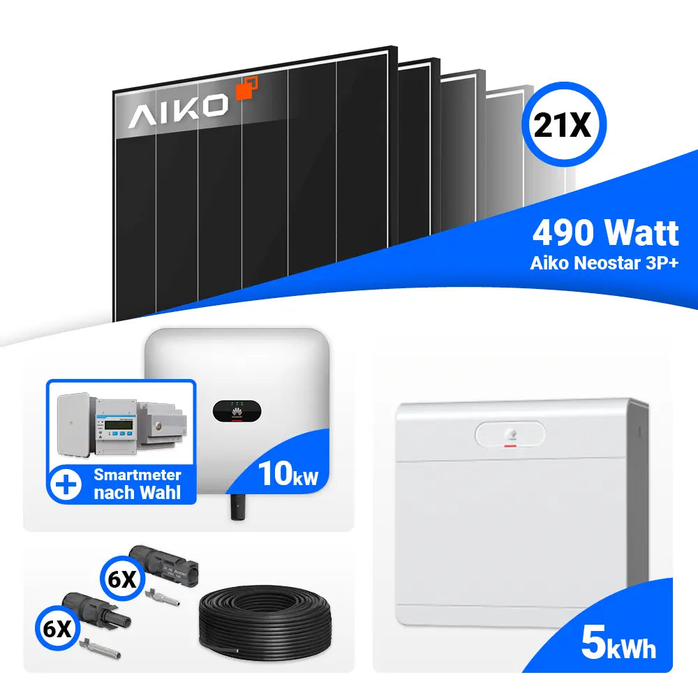 Photovoltaik Komplettset 10 kWp AIKO 490W Black Frame Module