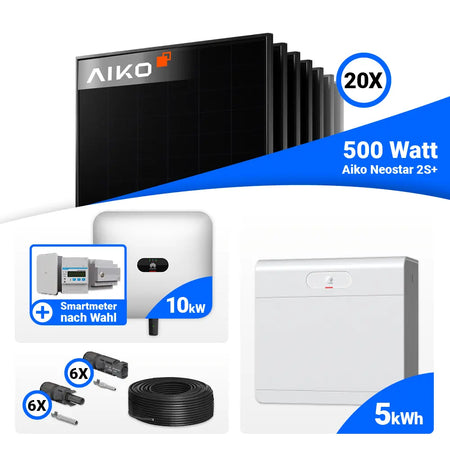 Photovoltaik Komplettset 10 kWp AIKO 500W Full Black Module