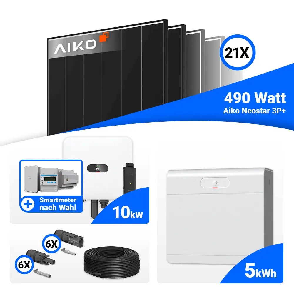 Photovoltaik Komplettset 10 kWp AIKO 490W Black Frame Module