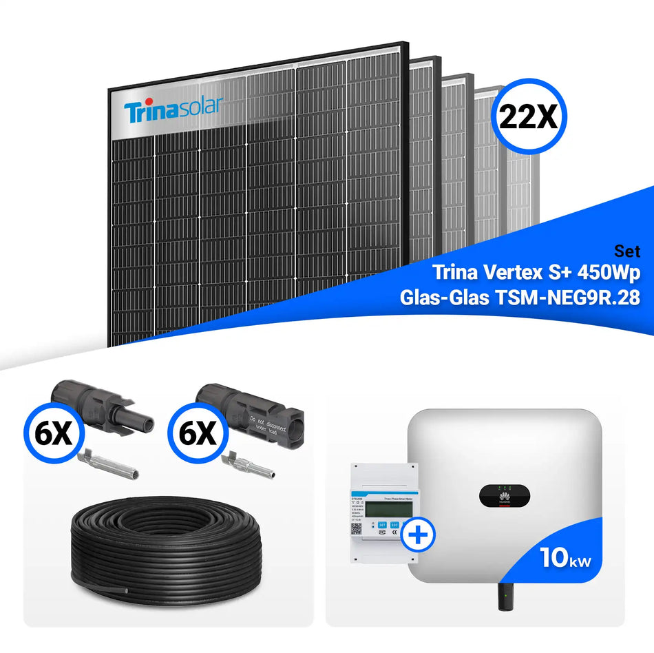 PV Komplettset 10 kWp – 22x Trina 450W Black Frame & Huawei SUN2000-10KTL-M1 mit Speicheroption