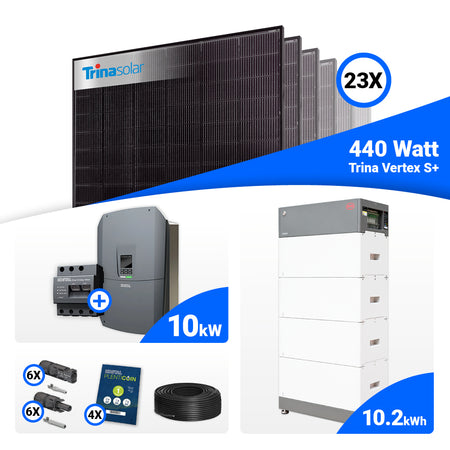 PV-Anlage 10 kWp Set mit 23 Trina 440W Full Black bifazial Solarmodulen und Kostal Plenticore G3 M, batteriebereit