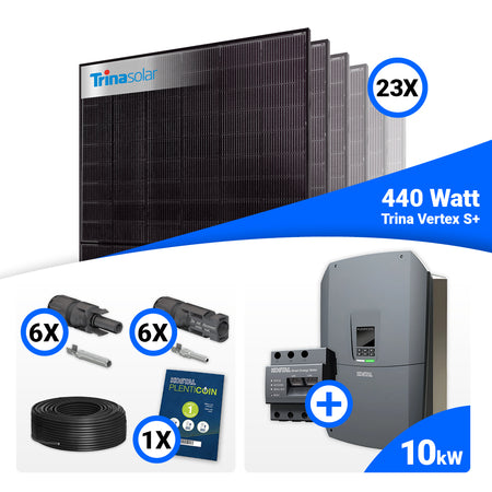 PV Komplettset 10 kWp mit 23 Trina 440W Full Black bifazial Modulen und Kostal Plenticore G3 M, Speicheroption