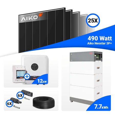 12 kWp Solaranlage mit AIKO 490W Panels und Fronius SYMO-GEN24-PLUS-SC Speicheroption