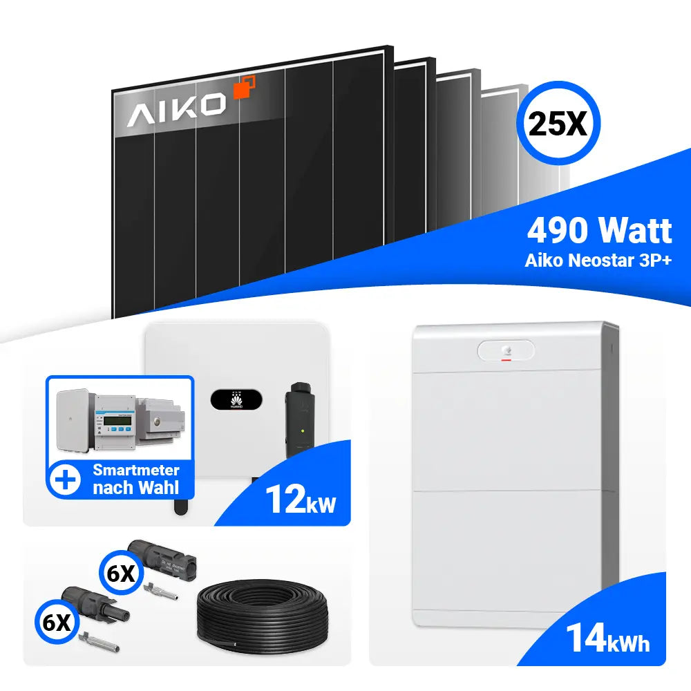 12 kWp PV Set AIKO 490W Black Frame Huawei Wechselrichter