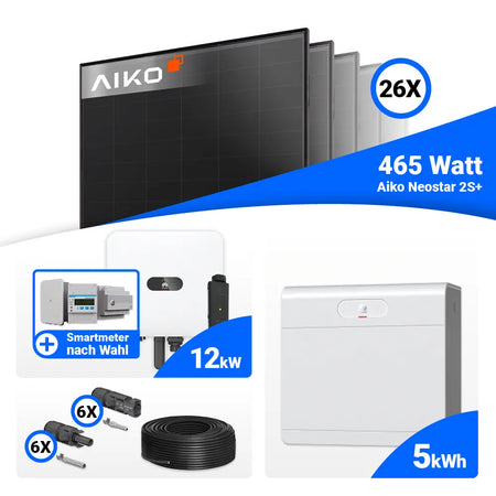 Photovoltaik Komplettset 12 kWp AIKO 465W Module