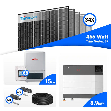 PV Set 15 kWp: 33x Trina Solar 455W Black Frame Module + Fronius Verto Plus 15.0, speicherfähig