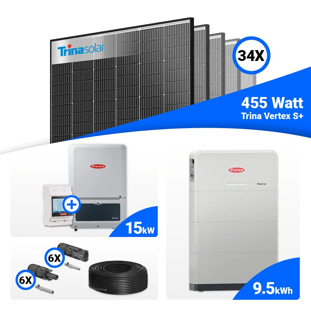 Trina 455W Black Frame Solarmodule (33x) für PV Komplettset 15 kWp mit Fronius Verto Plus 15.0