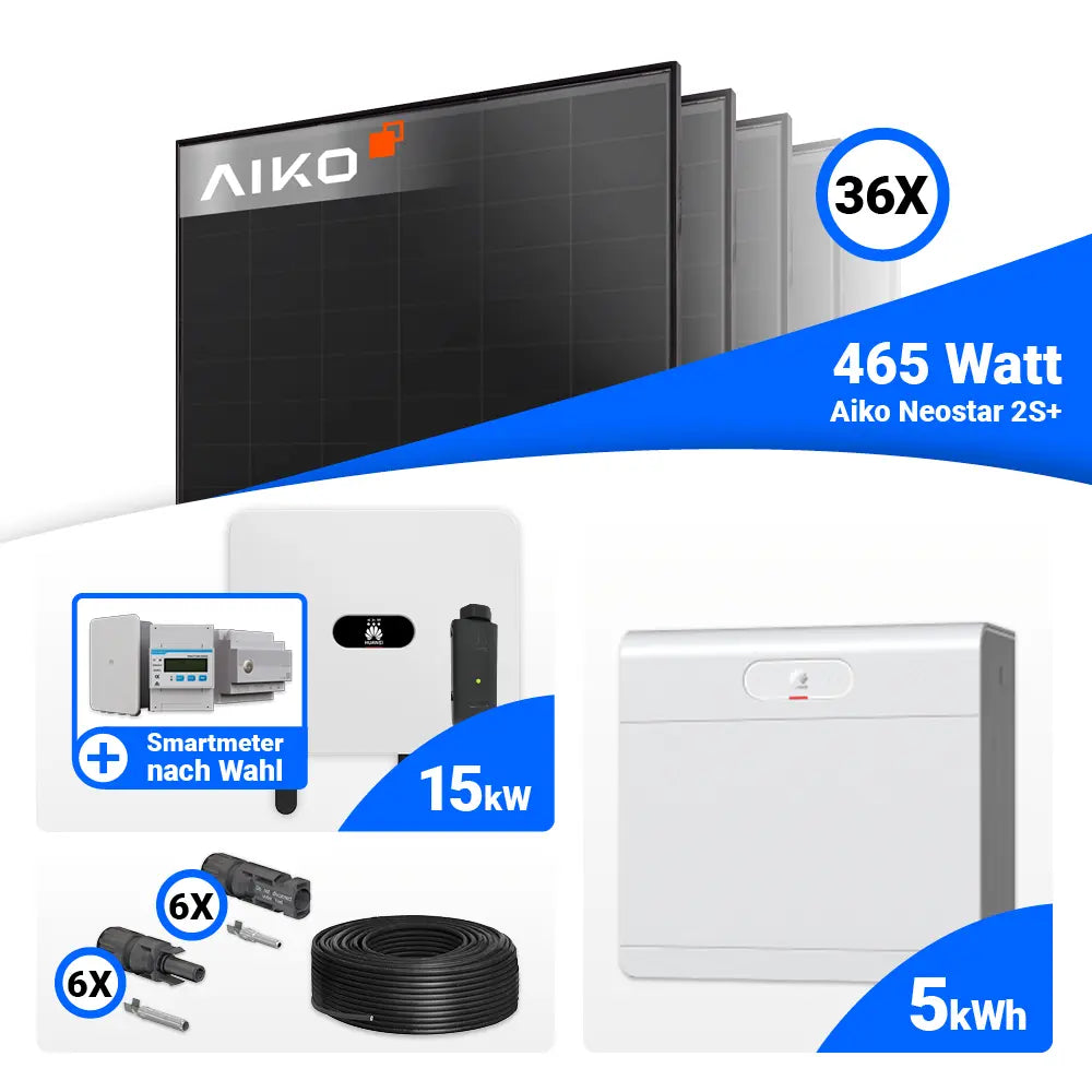 Photovoltaik Komplettset 15 kWp AIKO 465W Full Black Module