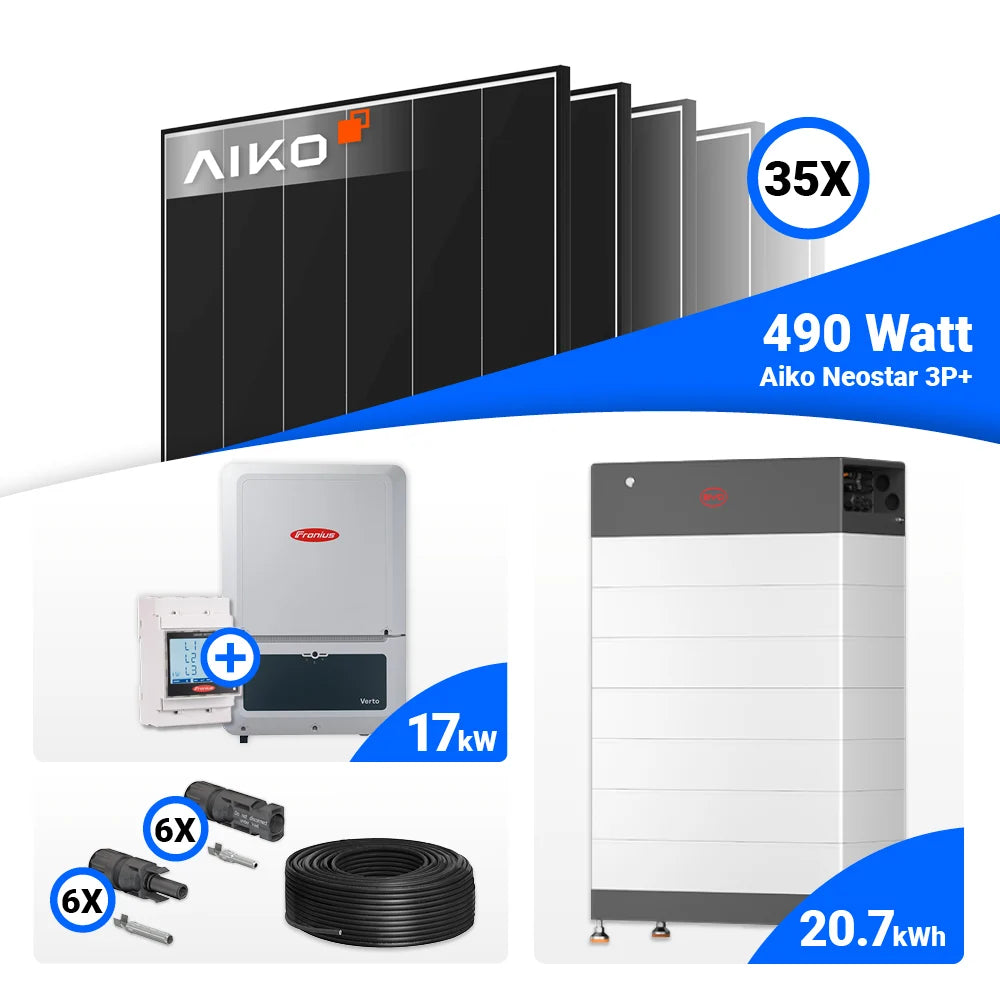 PV Anlage 17 kWp – AIKO Neostar 490W Module und Fronius Hybridtechnologie
