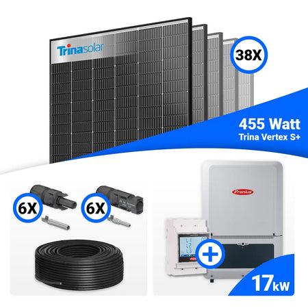 PV Komplettset 17 kWp – 38x Trina 455W Black Frame & Fronius Verto Plus 17.5, Speicheroption