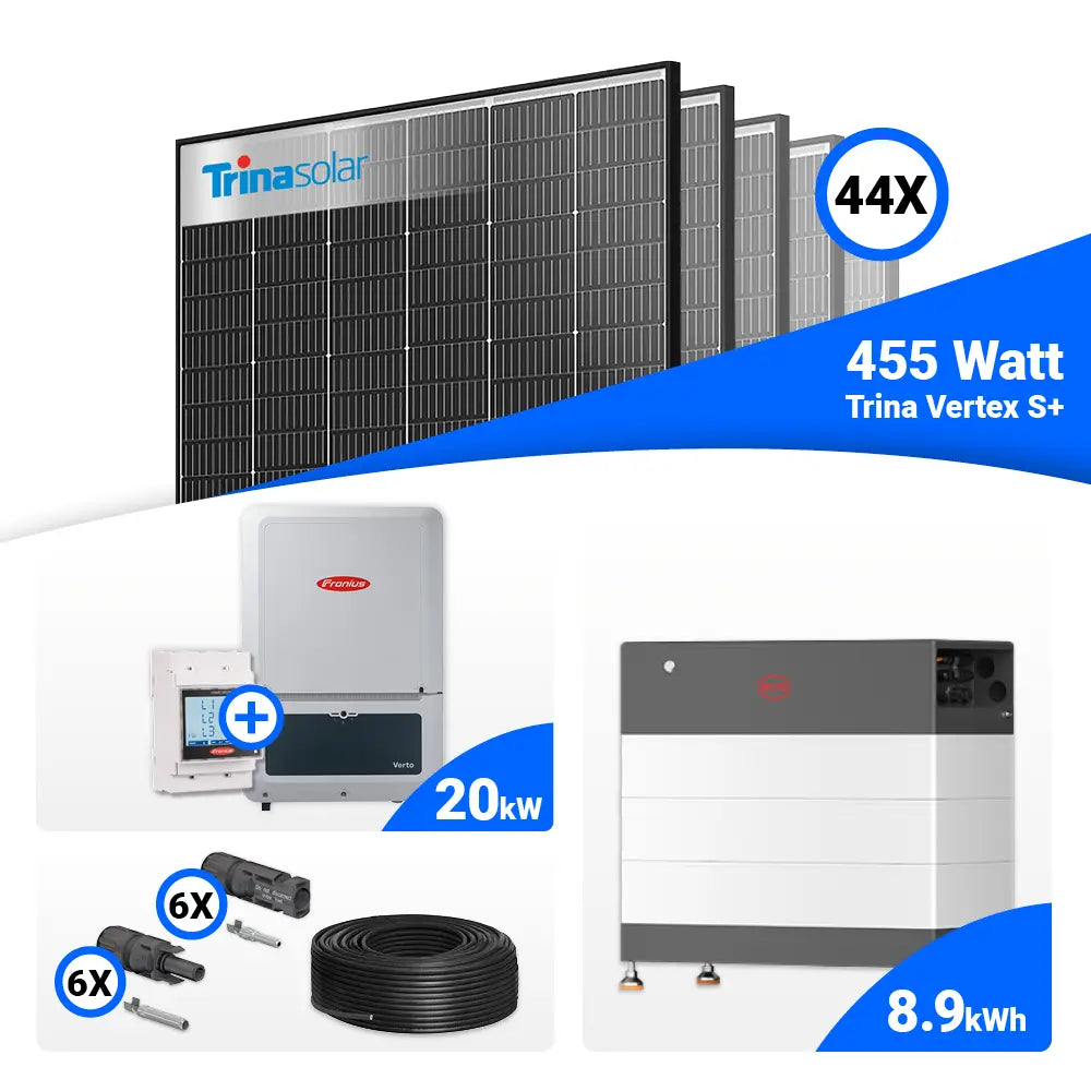PV Set 20 kWp: 44x Trina Solar 455W Black Frame Module + Fronius Verto Plus 20.0, speicherfähig