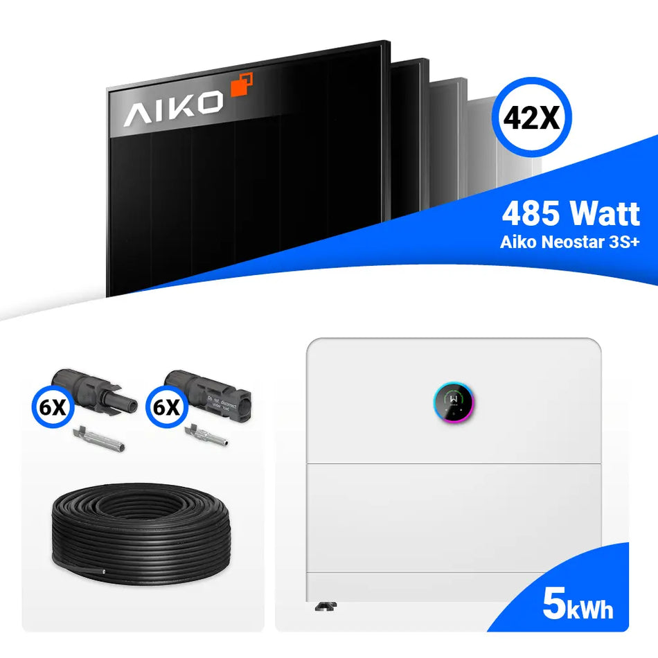 PV Komplettset 20 kWp – 42x AIKO 485W Full Black & GoodWe ESA All in One System