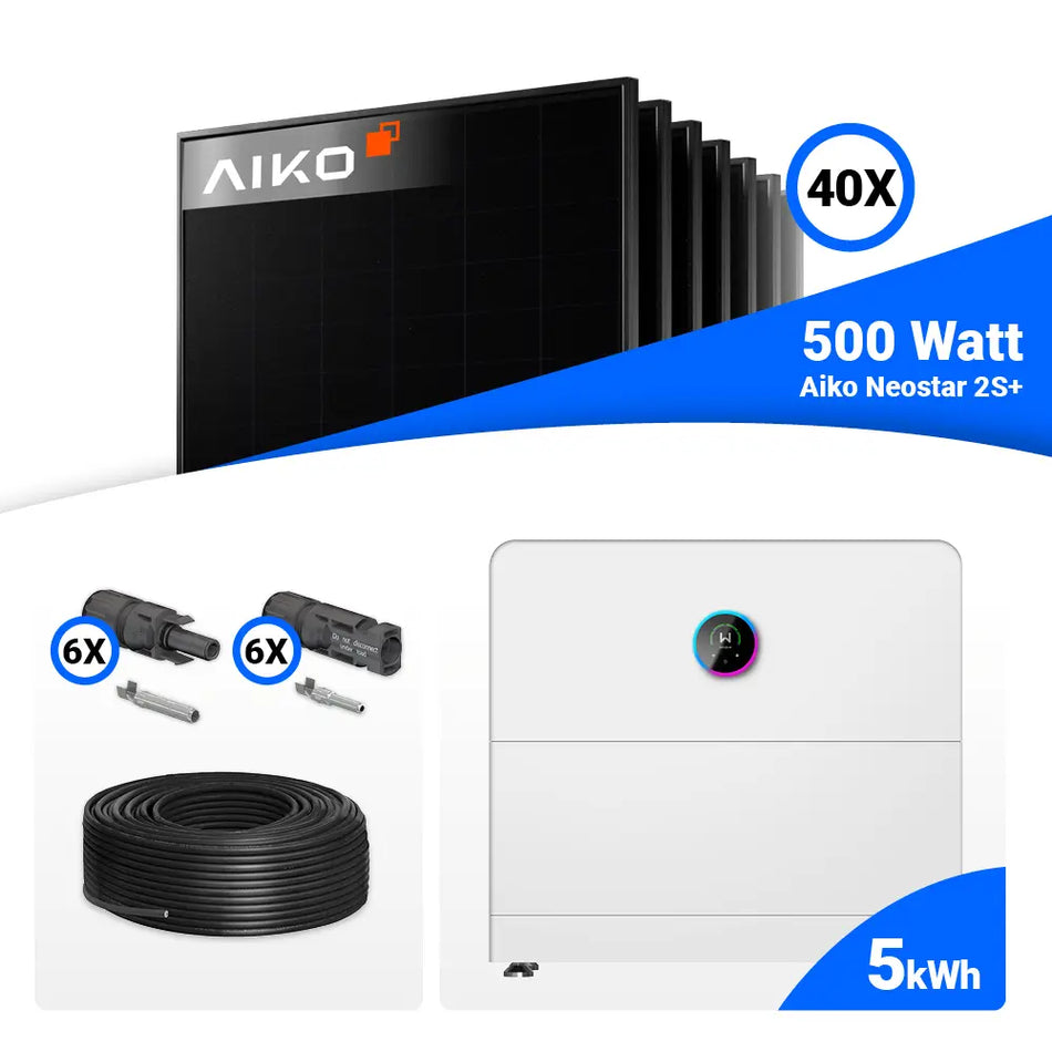 PV Komplettset 20 kWp – 40x AIKO 500W Full Black & GoodWe ESA All in One System