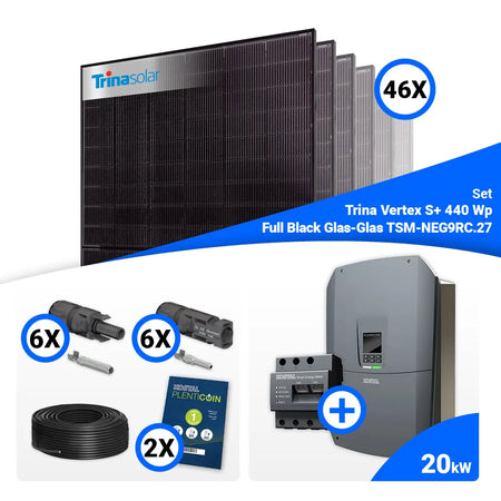 PV Komplettset 20 kWp – 46x Trina 440W Full Black Bifazial & Kostal G3 L Plenticore mit Speicheroption