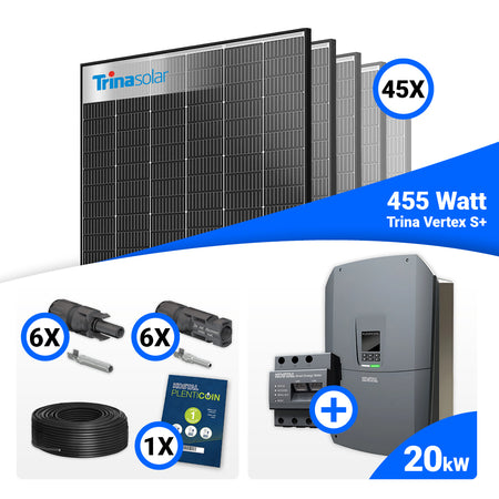 PV Komplettset 20 kWp mit 45 Trina 455W Black Frame Modulen und Kostal Plenticore G3 L, Speicheroption
