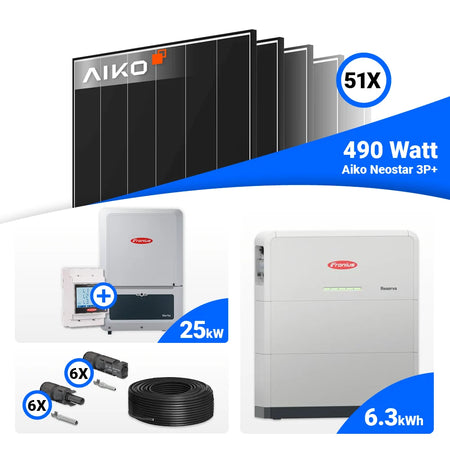 AIKO 490W Solarpanels im 51er Set für 25 kWp PV Installation mit Fronius Verto Plus