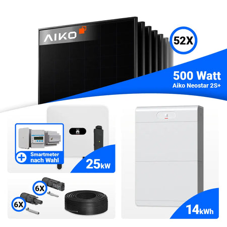 25 kWp PV Set Full Black AIKO 500W Huawei Wechselrichter