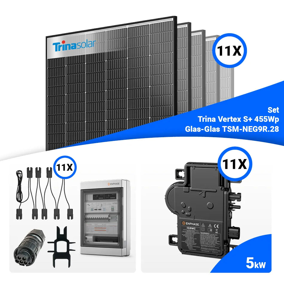 PV Komplettset 5 kWp – 11x Trina 455W Black Frame & Enphase IQ8HC-72-M-INT mit Speicheroption