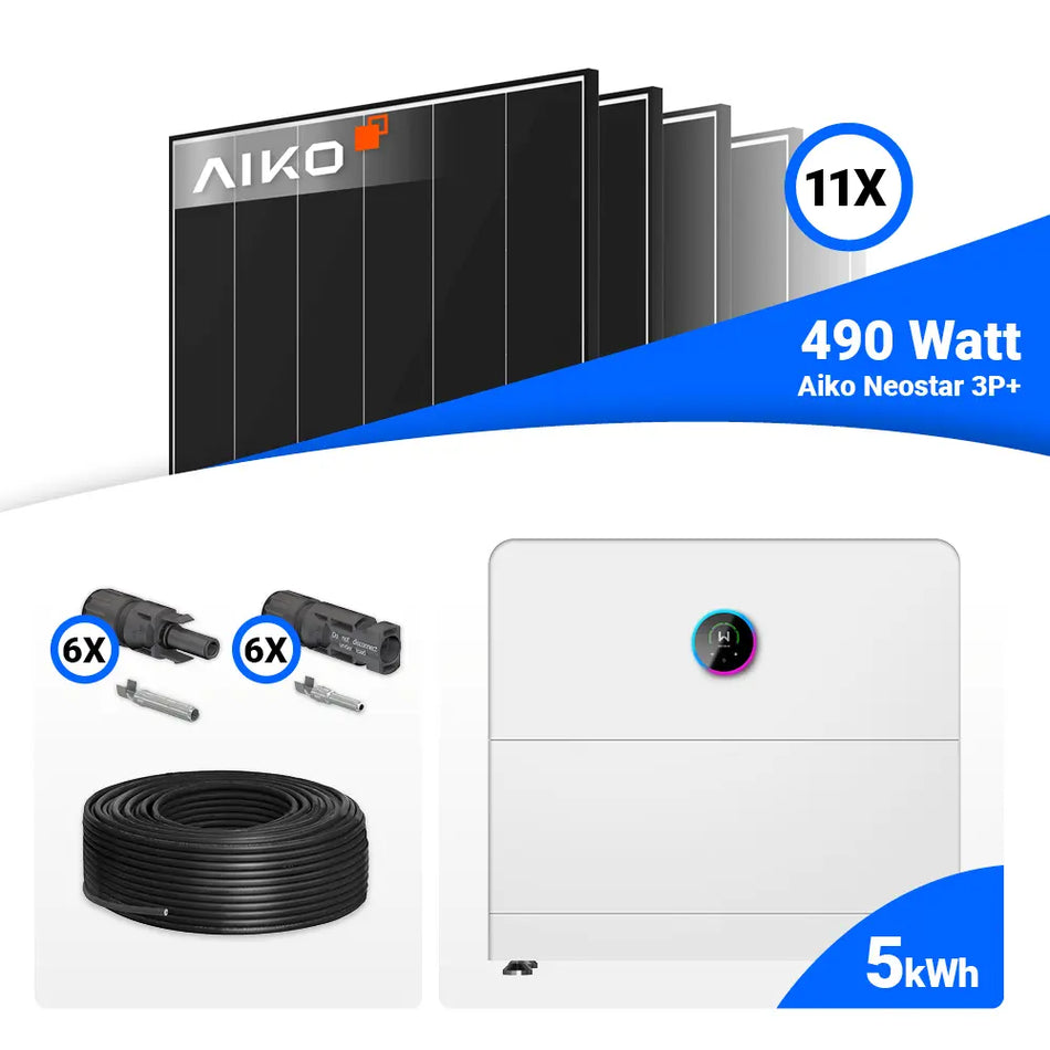 PV Komplettset 5 kWp – 11x AIKO 490W Black Frame & GoodWe ESA All in One System