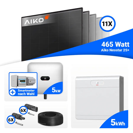 Photovoltaik Komplettset 5 kWp AIKO 465W Module Full Black