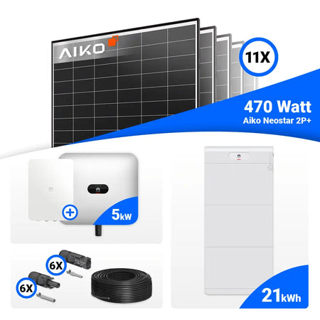 PV-Komplettsystem 5 kWp mit Auswahl zwischen Huawei Luna2000 S0 und S1.